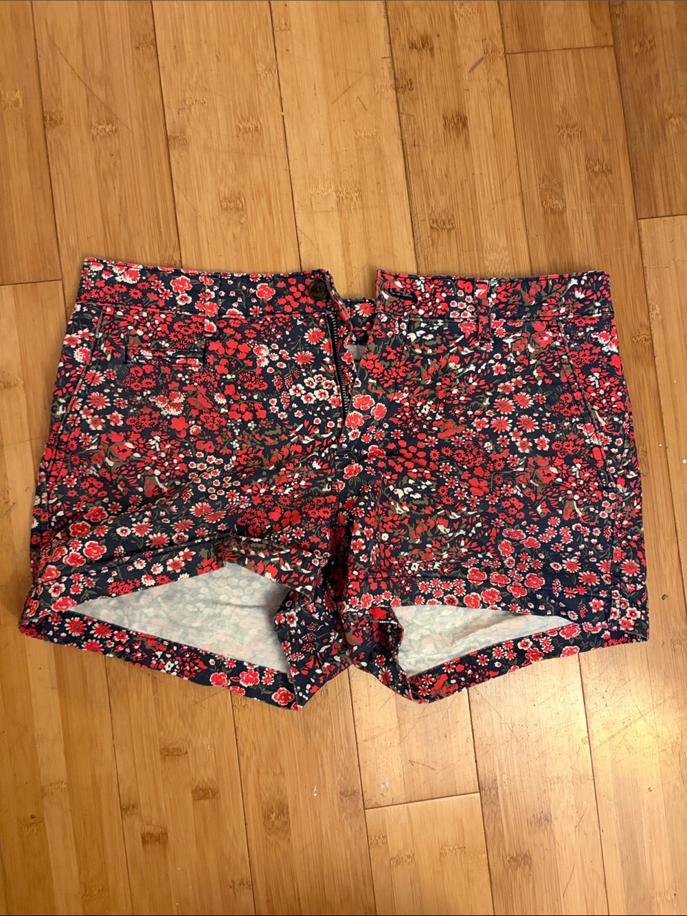 Gap Navy and Red Floral Shorts 6